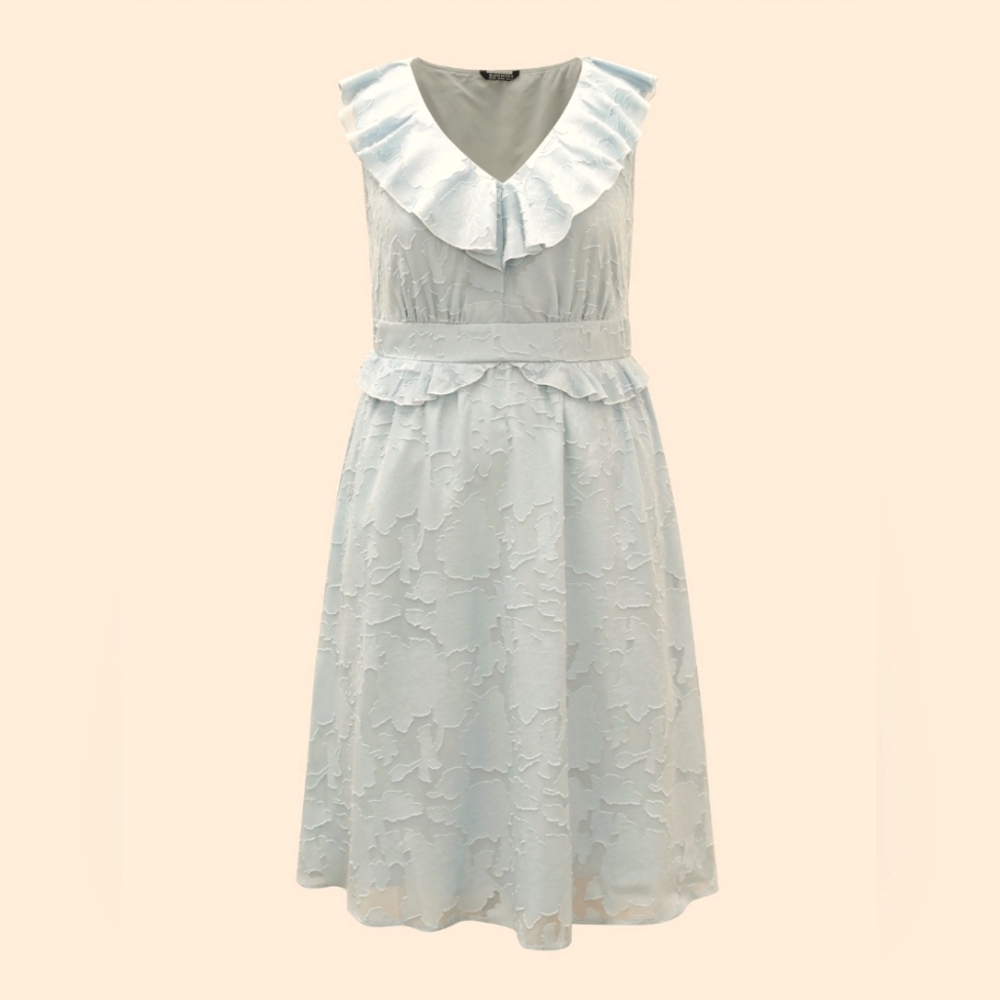 Ruffle Trim Sleeveless Dress